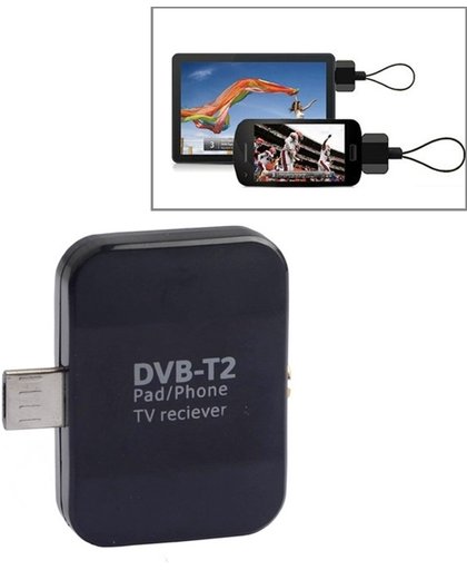 Micro USB 2.0 Mobiele DVB-T2 TV Tuner Stick voor Android mobiel / tablet, ondersteunt Android 4.0.3 of hoger (zwart)
