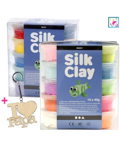 Silk Clay - Klei - Basisset 1 en 2 - met gratis sleutelhanger