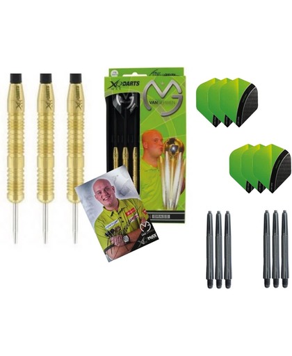 XQMax - Michael van Gerwen - 100% Brass - 20 gram - dartpijlen - inclusief extra - darts shafts - en - darts flights -