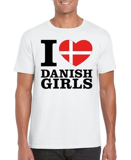 I love Danish girls t-shirt wit heren - Denemarken shirt L