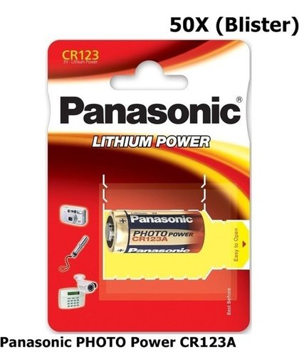 50 Stuks - Panasonic PHOTO Power CR123A blister Lithium batterij
