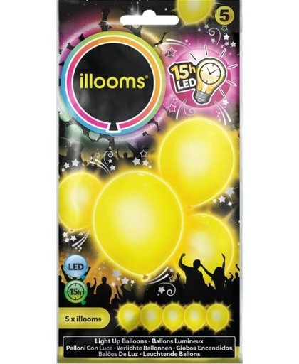 Illooms led ballonnen Yellow zakje van 5 stuks geel