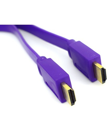 HDTV - HDMI naar HDMI 19Pin Platte Kabel met Lengte 5 meter - Versie 1.4 Standard Speed - Paars