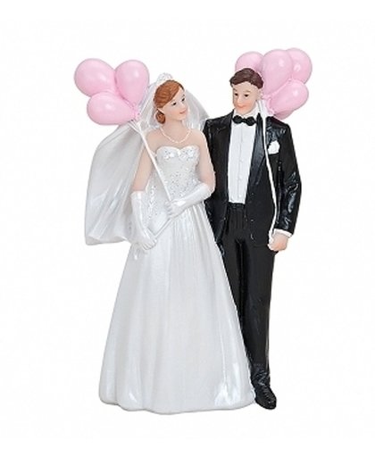 Bruiloft figuurtjes 14 cm roze ballonnen