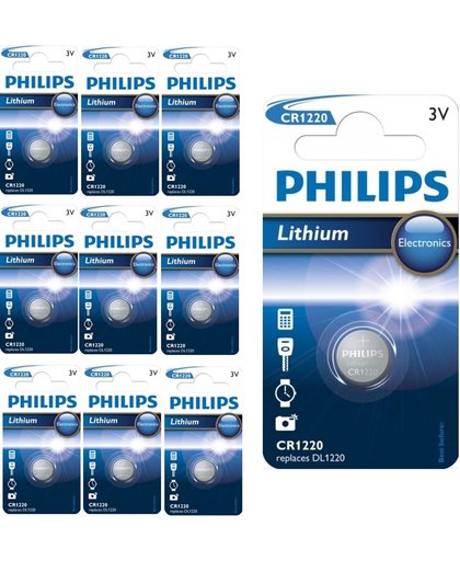10 Stuks - Philips CR1220 3v lithium knoopcelbatterij