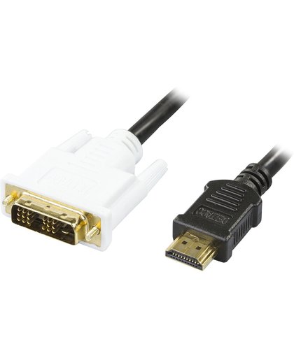 DELTACO HDMI-115-K, kabeladapter van HDMI 19pin naar DVI-D Single Link mannelijk 5m