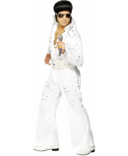 Elvis Presley kostuum voor heren - Wit jumpsuit met edelstenen maat M
