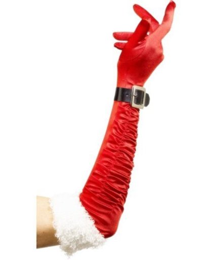 Smiffys - Handschoenen - Kerstvrouw - Met riempje