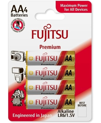 4-Pack Fujitsu Premium Alkaline LR6 AA
