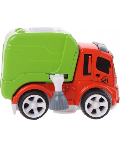 Johntoy veegwagen mini oranje/groen
