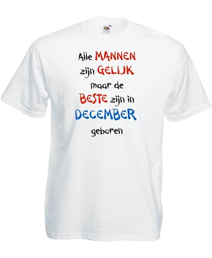 Mijncadeautje - T-shirt - wit - maat 3XL- Alle mannen zijn gelijk - december