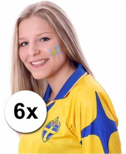 6 Zweedse vlag tattoo stickers
