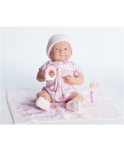 Berenguer la Newborn 39 cm Blanke Baby Roze met klein dekentje