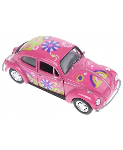 Welly schaalmodel Volkswagen Beetle flower power bloem roze