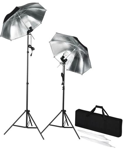 vidaXL - Draagbare studioflitserset met statieven en paraplu's