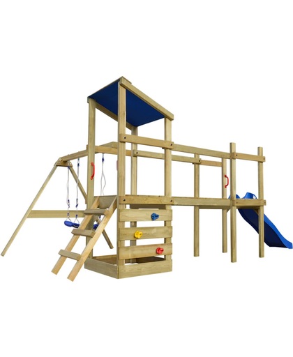 vidaXL Speelhuis met ladder, glijbaan en schommels 463x275x235 cm hout