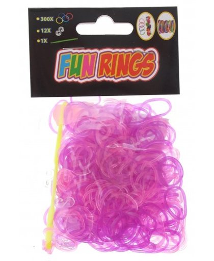 Amigo Fun Rings armband vlechten paars/roze 313 delig