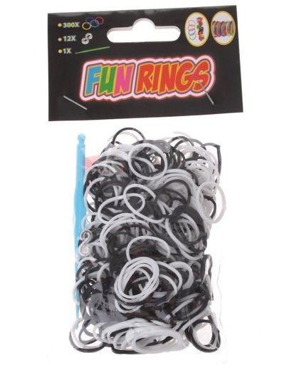 Amigo Fun Rings armband vlechten zwart/wit 313 delig