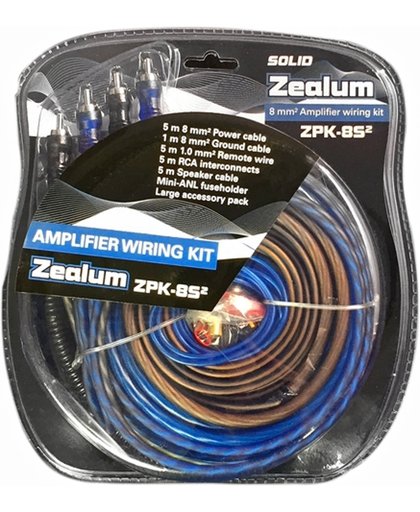 Zealum  ZPK8S2 Aansluitset / Kabelset 8mm2 - voor auto versterker of actieve subwoofer - incl. alle benodigde kabels