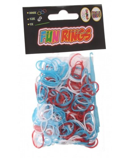 Amigo Fun Rings armband vlechten rood/wit/blauw 313 delig
