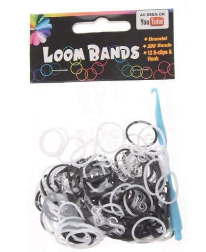 Eddy Toys Loom Bands armband maken zwart/wit 213 delig