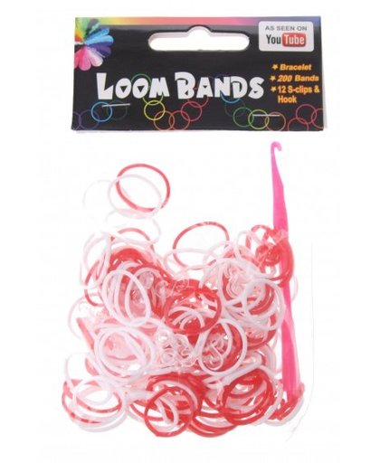 Eddy Toys Loom Bands armband maken rood/wit 213 delig
