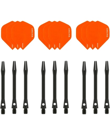 Dragon darts - 3 sets - XS100 Poly - Oranje - Darts flights - plus 3 sets - aluminium - darts shafts - zwart - medium
