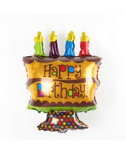Grote happy birthday taart met kaarsjes ballon 48 cm
