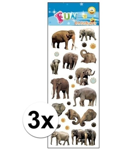 3x Stickervel olifanten