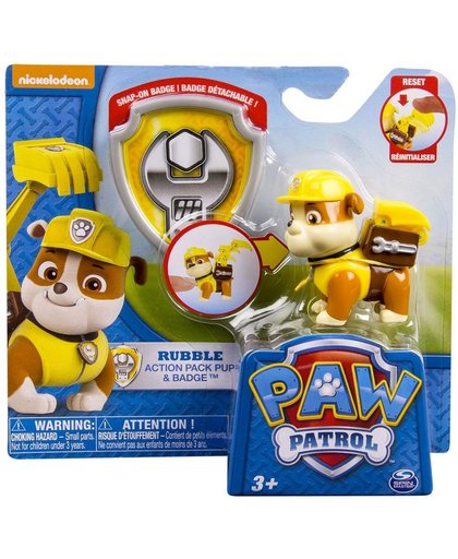 Paw Patrol Action Pack Pup Rubble & badge
