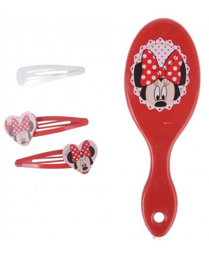 Disney Minnie Mouse borstel en speldjes 5 delig rood