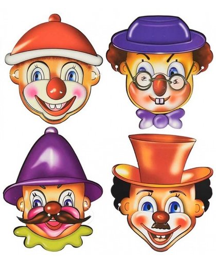 Toi Toys feestmaskers clown 4 stuks