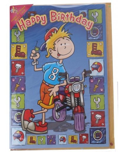 Amigo verjaardagskaart met geluid motor 20 cm