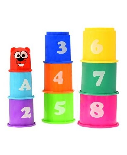 Toi Toys myFirst stapelbekers met cijfers en letters 9 stuks