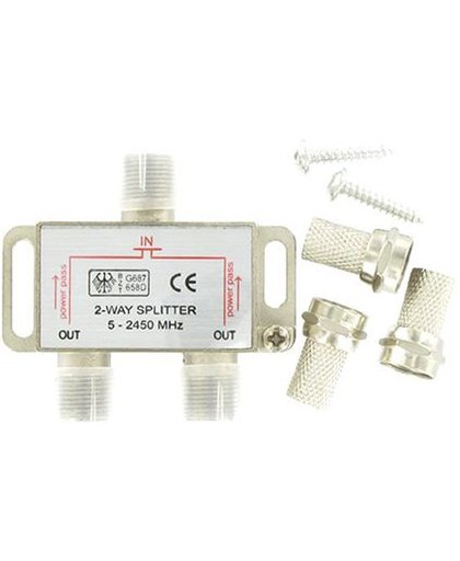 Kopp coax f-connector 2-weg verdeler 6,5mm metaal