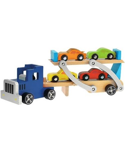 Toi Toys houten autotransporter 34 cm 5 delig