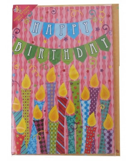 Amigo verjaardagskaart met geluid kaarsjes 20 cm