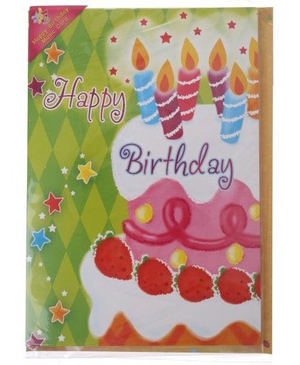 Amigo verjaardagskaart met geluid aardbeientaart 20 cm
