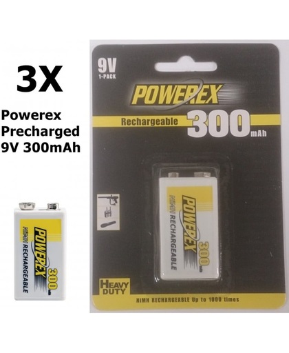 3x Blister  Powerex Precharged 8.4V 300mAh oplaadbaar