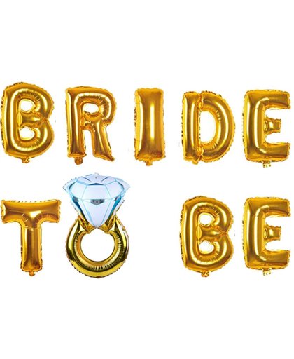 Ballonnen set Bride to be met ring goud