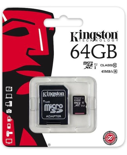 Kingston Technology microSDXC 64GB 64GB MicroSDXC Klasse 10 flashgeheugen