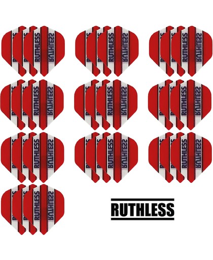 deDartshop 10 Sets (30 stuks) Ruthless flights Multipack - Rood - darts flights