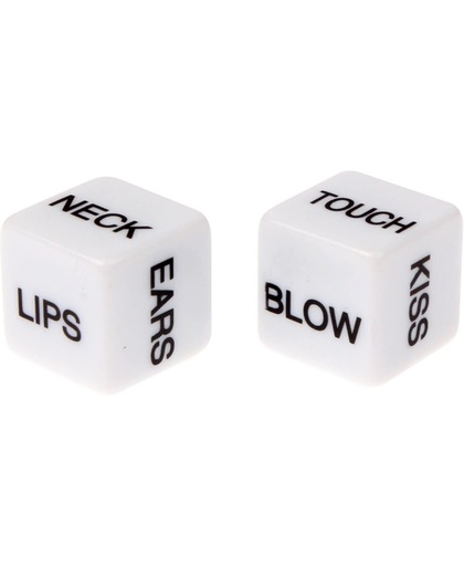 Sexy Dice Bachelor Party Game / Novelty Gift Bedroom Toy voor Lover, Afmeting: 15mm x 15mm x 15mm, Pack of 2wit