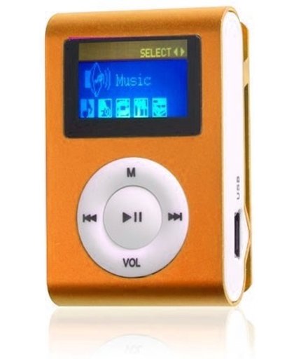 mini clip mp3 speler met display oranje
