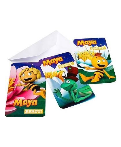 Studio 100 uitnodigingen met envelop Maya de Bij 8 stuks 14 cm