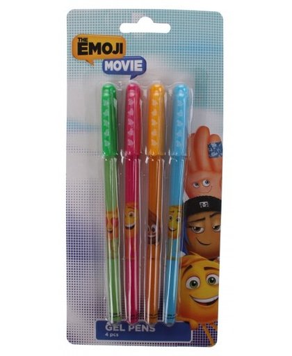 Emoji glitterpennen 15 cm 4 stuks