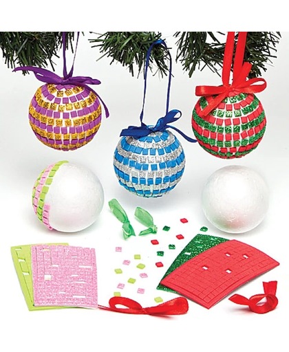 Maak ontwerp je eigen polystyreen kerstballen met foam moza�ek  - creatieve knutselpakket voor kinderen om te versieren - kerst decoratie (4 stuks)