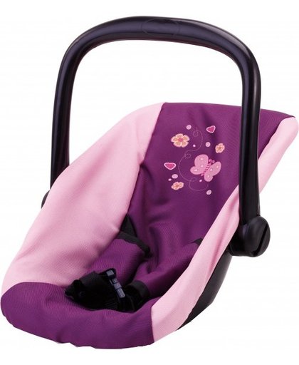 Bayer autostoel voor poppen vlinder roze/paars 44 cm