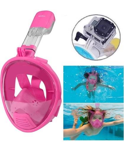 NEOPine Kids Diving Equipment Full Face Free Breathing Design Diving Mask voor GoPro HERO4 /3+ /3 /2 /1(roze)