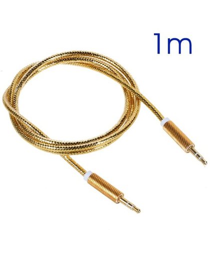 MT Deals - Ultra Sterke Audio AUX Kabel 3.5mm Jack voor Auto / iPhone 5 / 6 iPad / iPod / Samsung / 1 meter - Goud